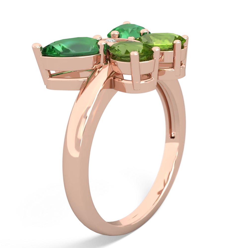 Lab Emerald Butterfly 14K Rose Gold ring R2215