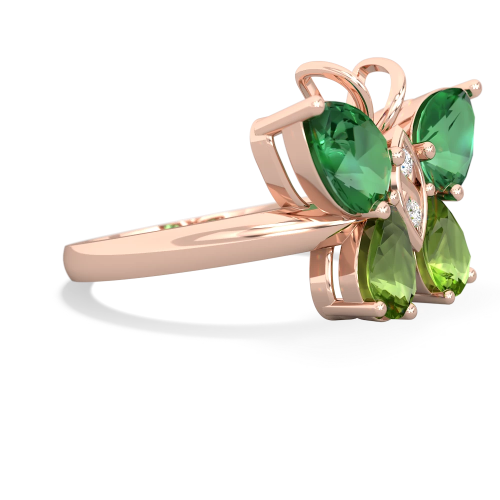 Lab Emerald Butterfly 14K Rose Gold ring R2215