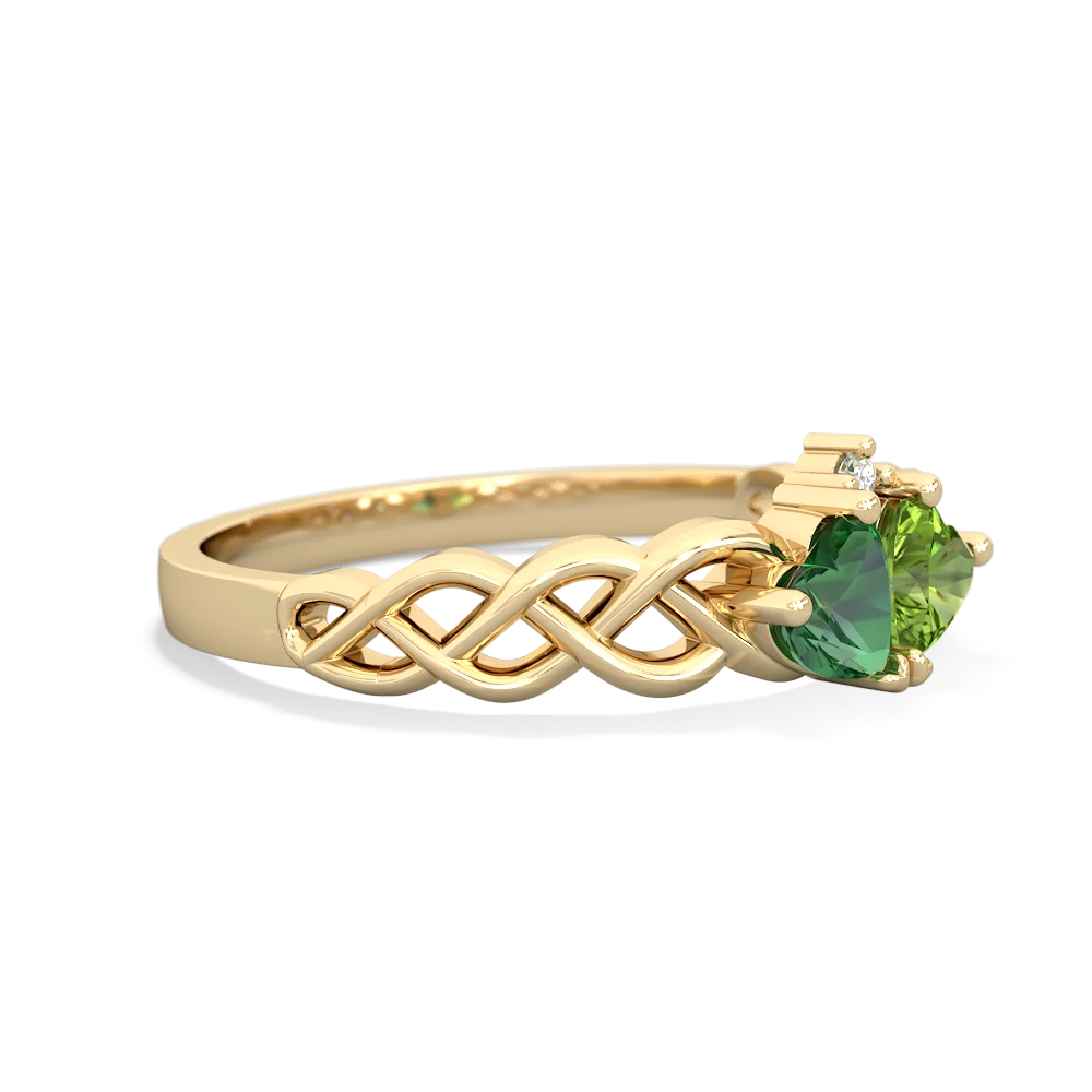 Lab Emerald Heart To Heart Braid 14K Yellow Gold ring R5870