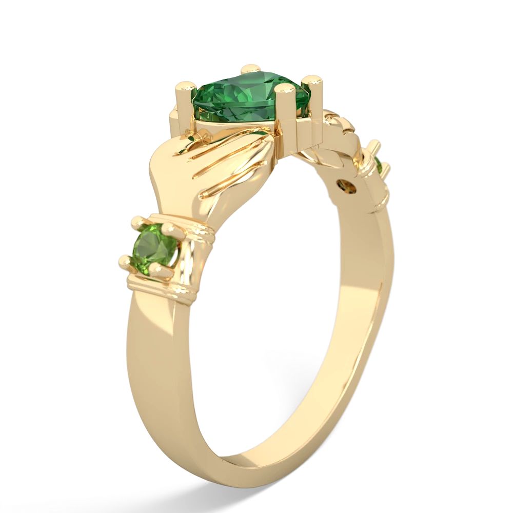 Lab Emerald Claddagh Keepsake 14K Yellow Gold ring R5245