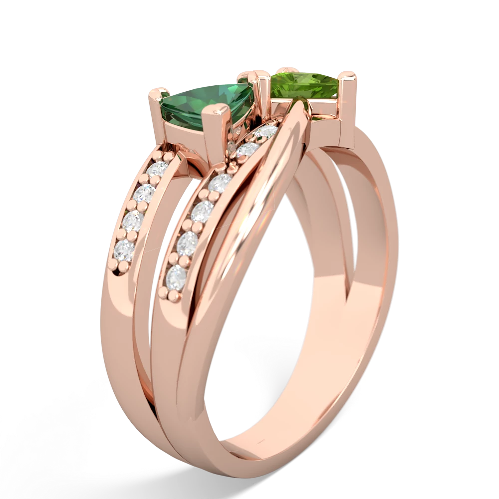 Lab Emerald Bowtie 14K Rose Gold ring R2360