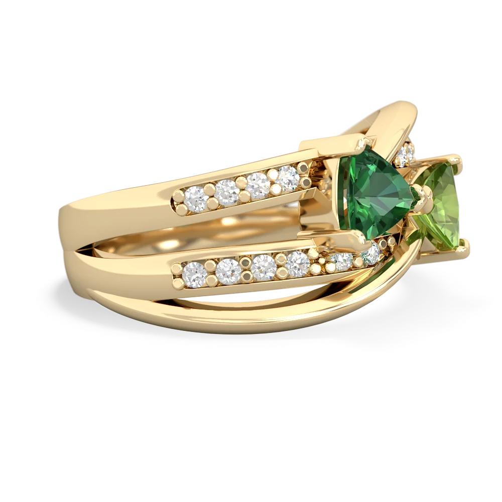 Lab Emerald Bowtie 14K Yellow Gold ring R2360