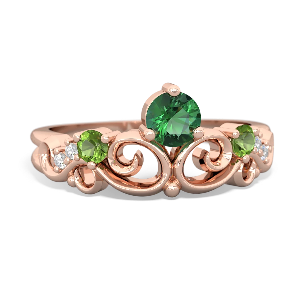 Lab Emerald Crown Keepsake 14K Rose Gold ring R5740