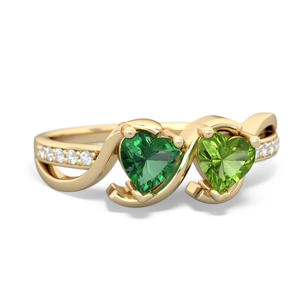 Lab Emerald Side By Side 14K Yellow Gold ring R3090