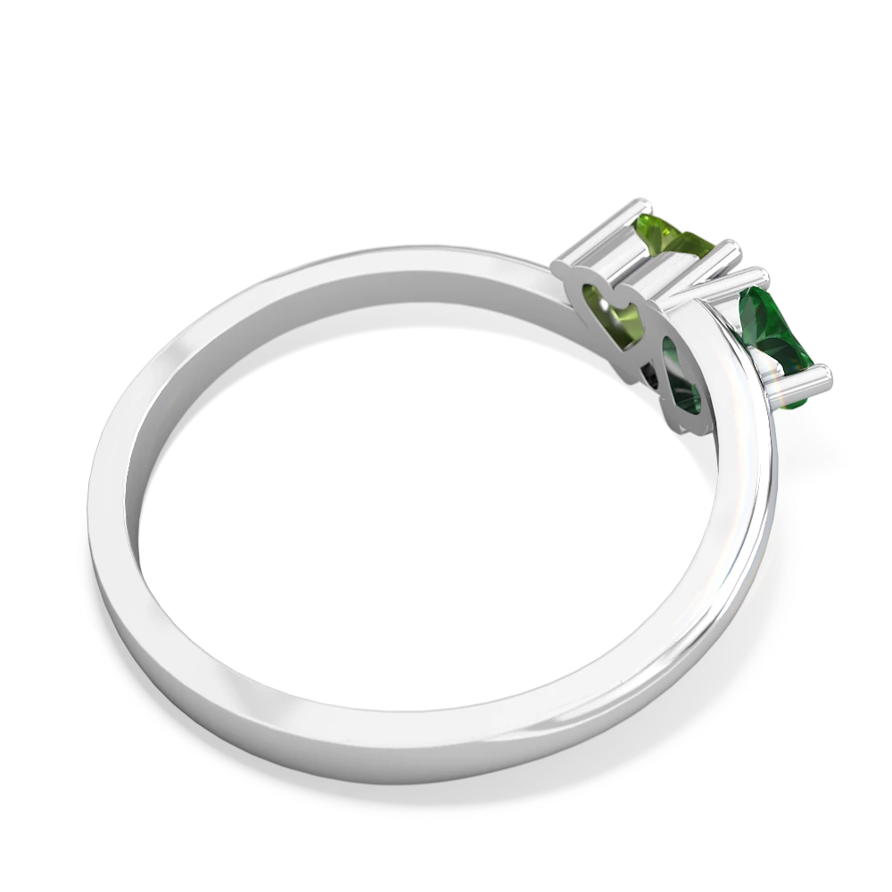 Lab Emerald Sweethearts 14K White Gold ring R5260