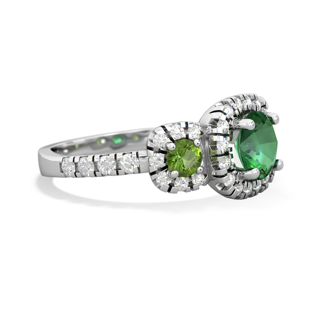 Lab Emerald Regal Halo 14K White Gold ring R5350