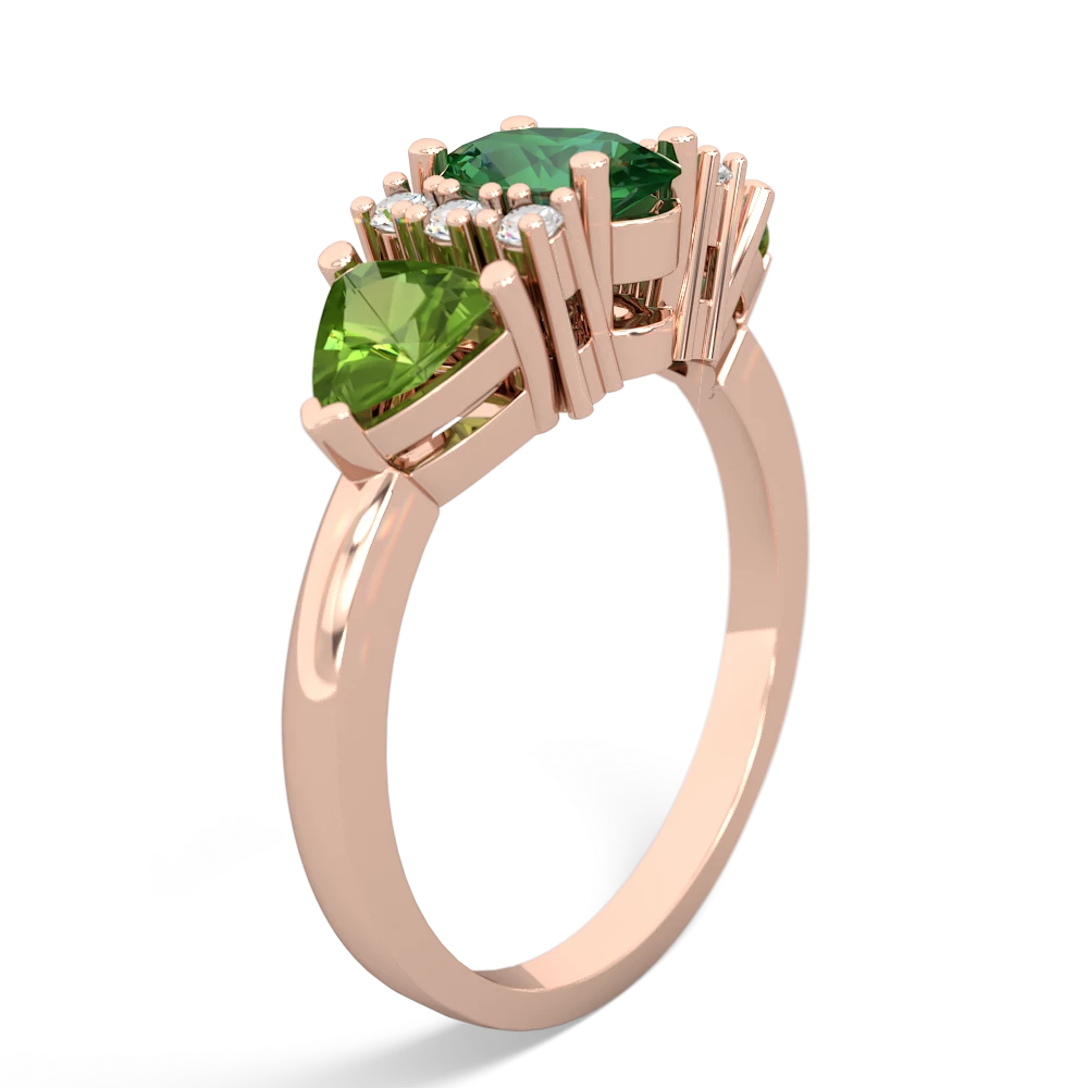 Lab Emerald Antique Style Three Stone 14K Rose Gold ring R2186