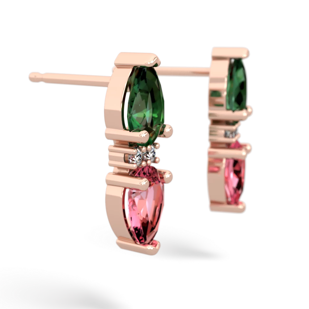 Lab Emerald Bowtie Drop 14K Rose Gold earrings E0865