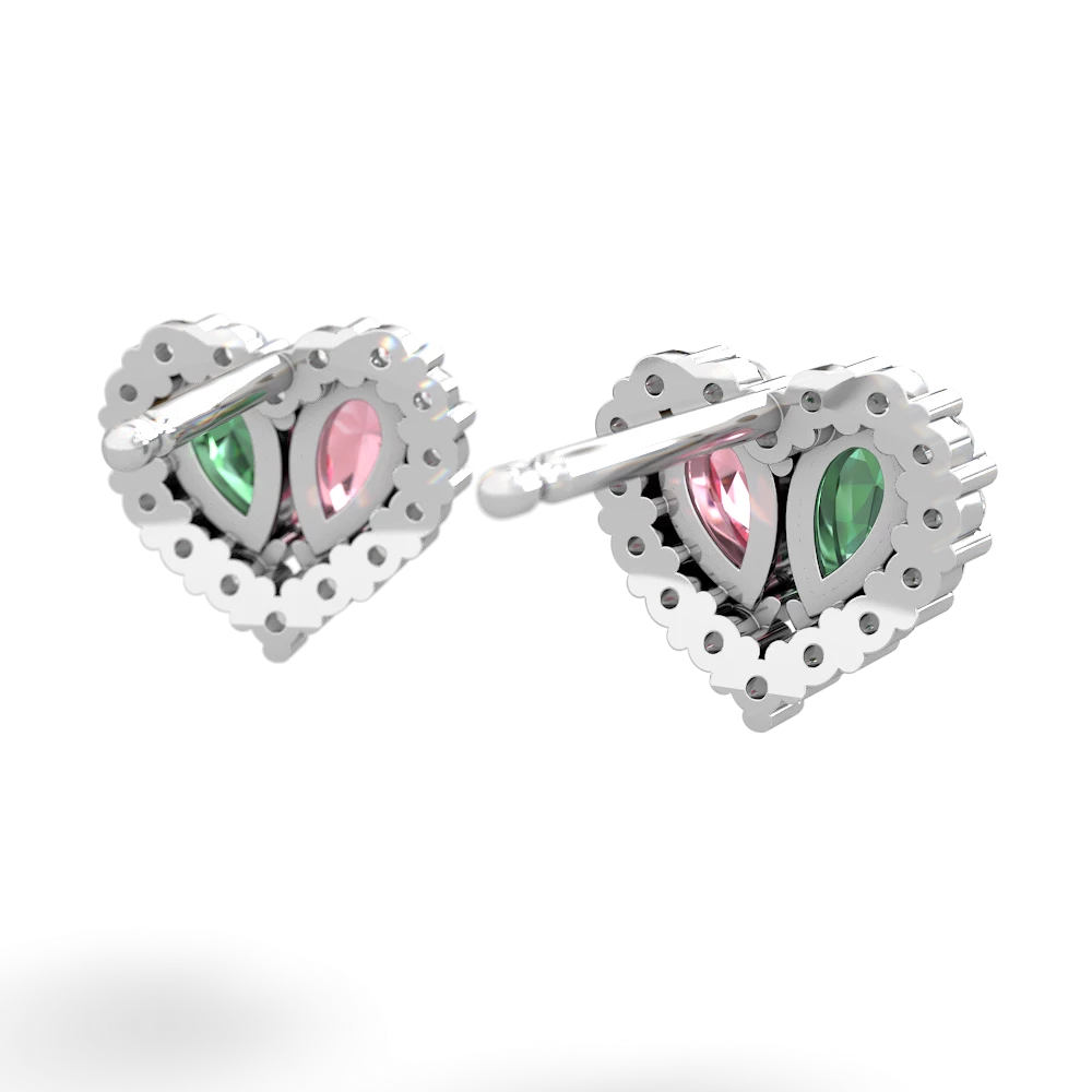 Lab Emerald Halo 14K White Gold earrings E7008