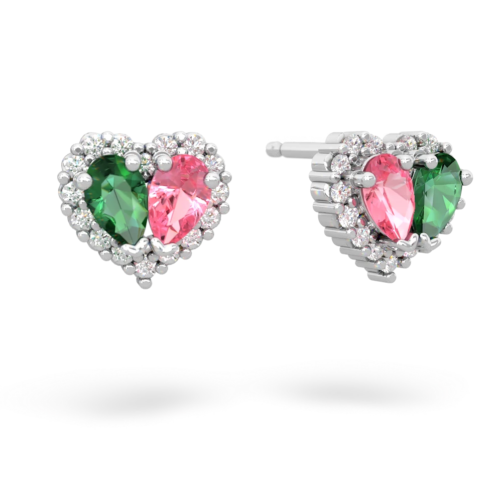 Lab Emerald Halo 14K White Gold earrings E7008