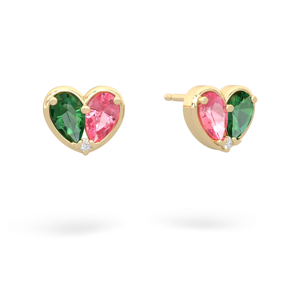 Lab Emerald 'Our Heart' 14K Yellow Gold earrings E5072