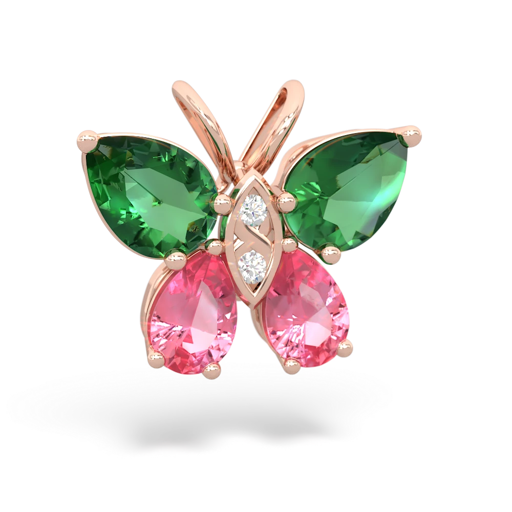 Butterfly 14k Rose Gold Pendant Necklace in Pink Sapphire