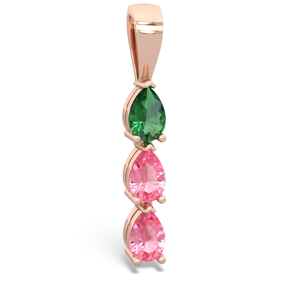 Lab Emerald Dew Drops 14K Rose Gold pendant P2251