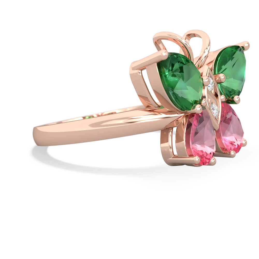 Lab Emerald Butterfly 14K Rose Gold ring R2215