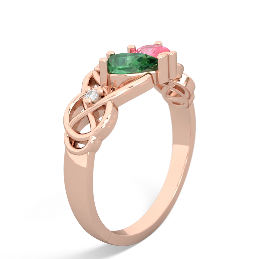 Lab Emerald 'One Heart' Celtic Knot Claddagh 14K Rose Gold ring R5322