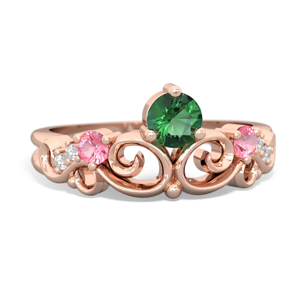 Lab Emerald Crown Keepsake 14K Rose Gold ring R5740