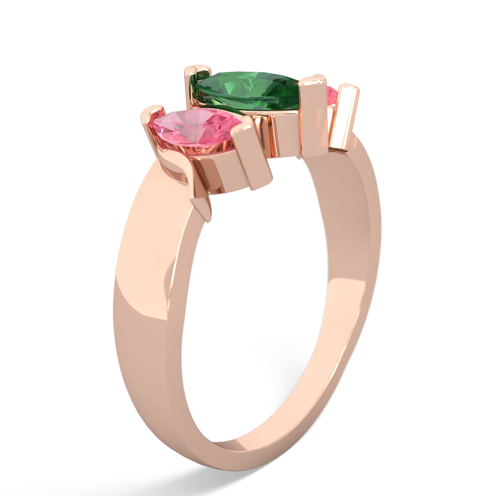 Lab Emerald Three Peeks 14K Rose Gold ring R2433