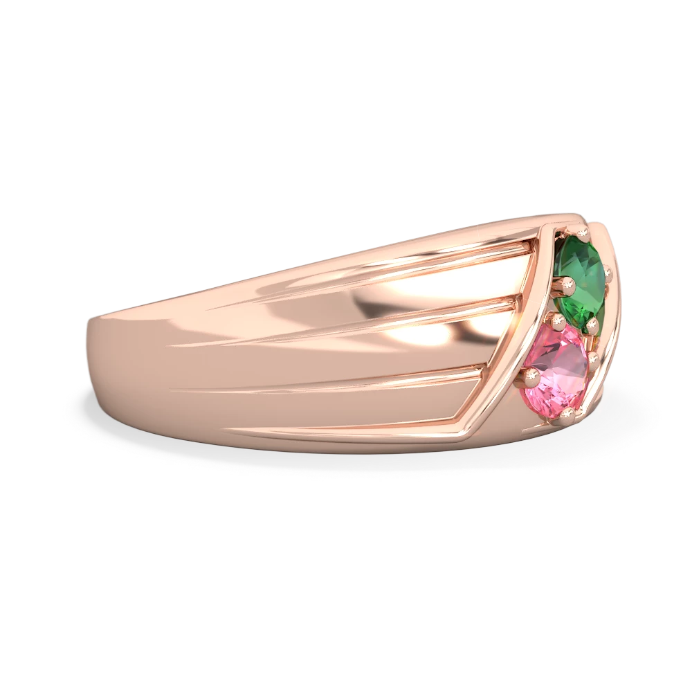 Lab Emerald Men's Streamline 14K Rose Gold ring R0460