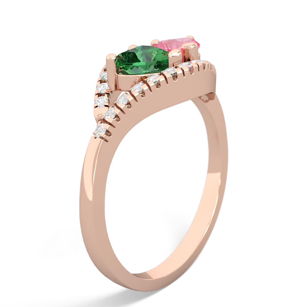 Lab Emerald Mother And Child 14K Rose Gold ring R3010