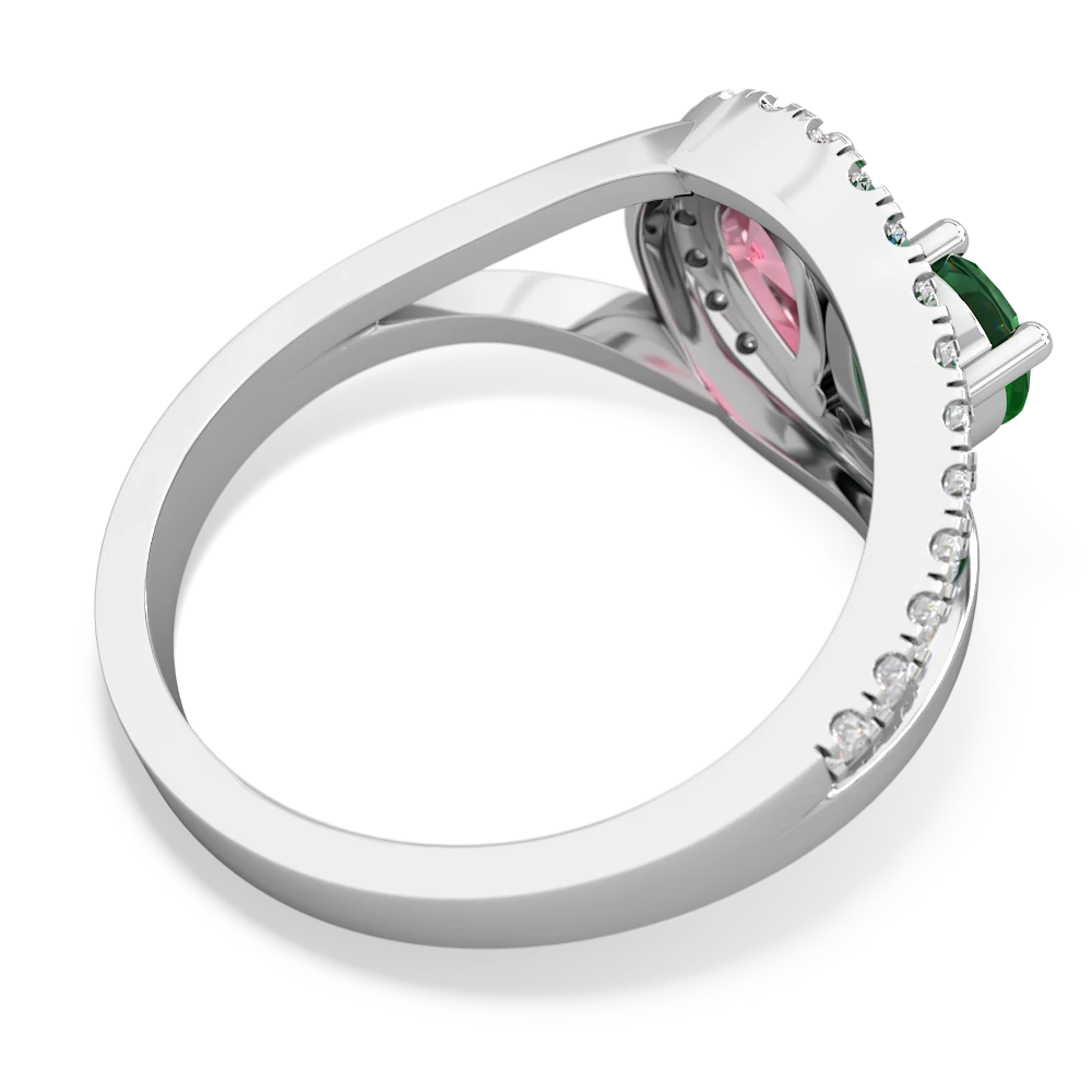 Lab Emerald Nestled Heart Keepsake 14K White Gold ring R5650