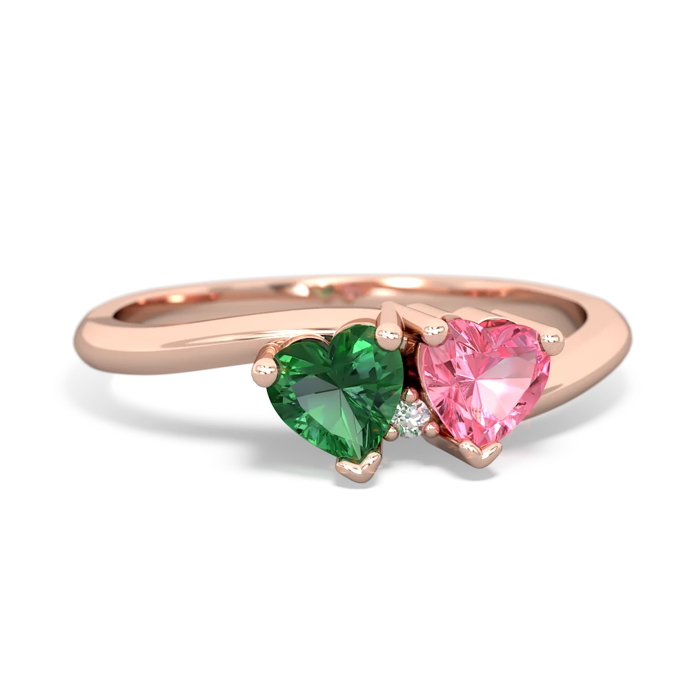 Lab Emerald Sweethearts 14K Rose Gold ring R5260