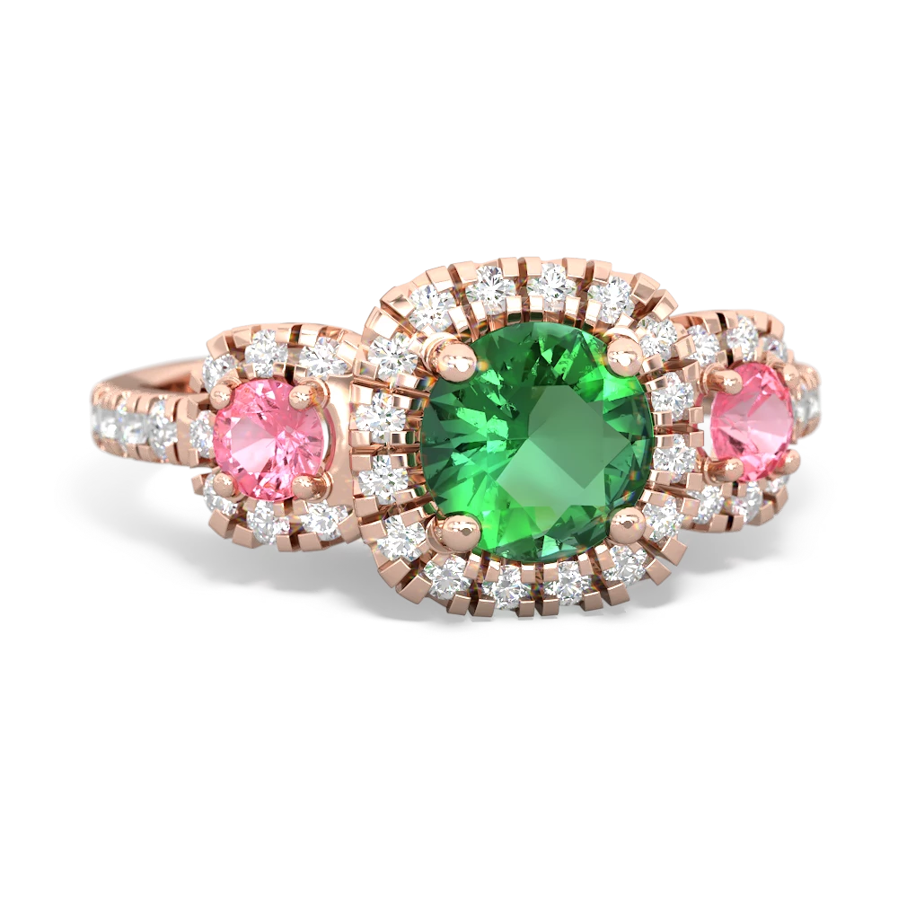 Lab Emerald Regal Halo 14K Rose Gold ring R5350