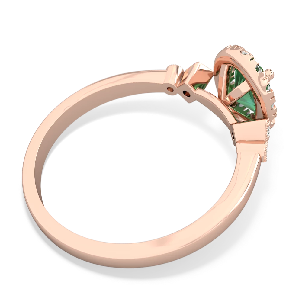 Lab Emerald Antique-Style Halo 14K Rose Gold ring R5720