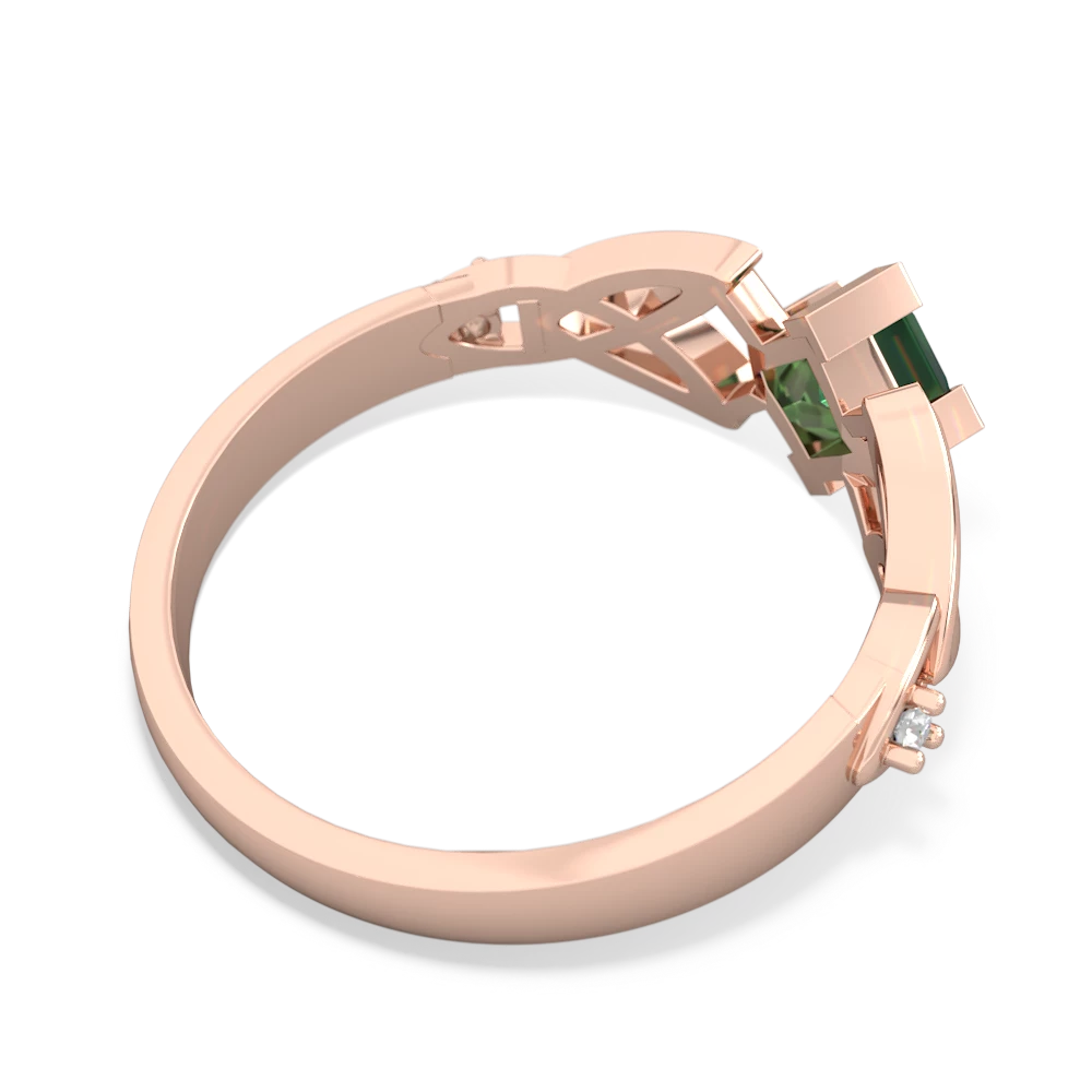 Lab Emerald Celtic Knot Princess 14K Rose Gold ring R3349