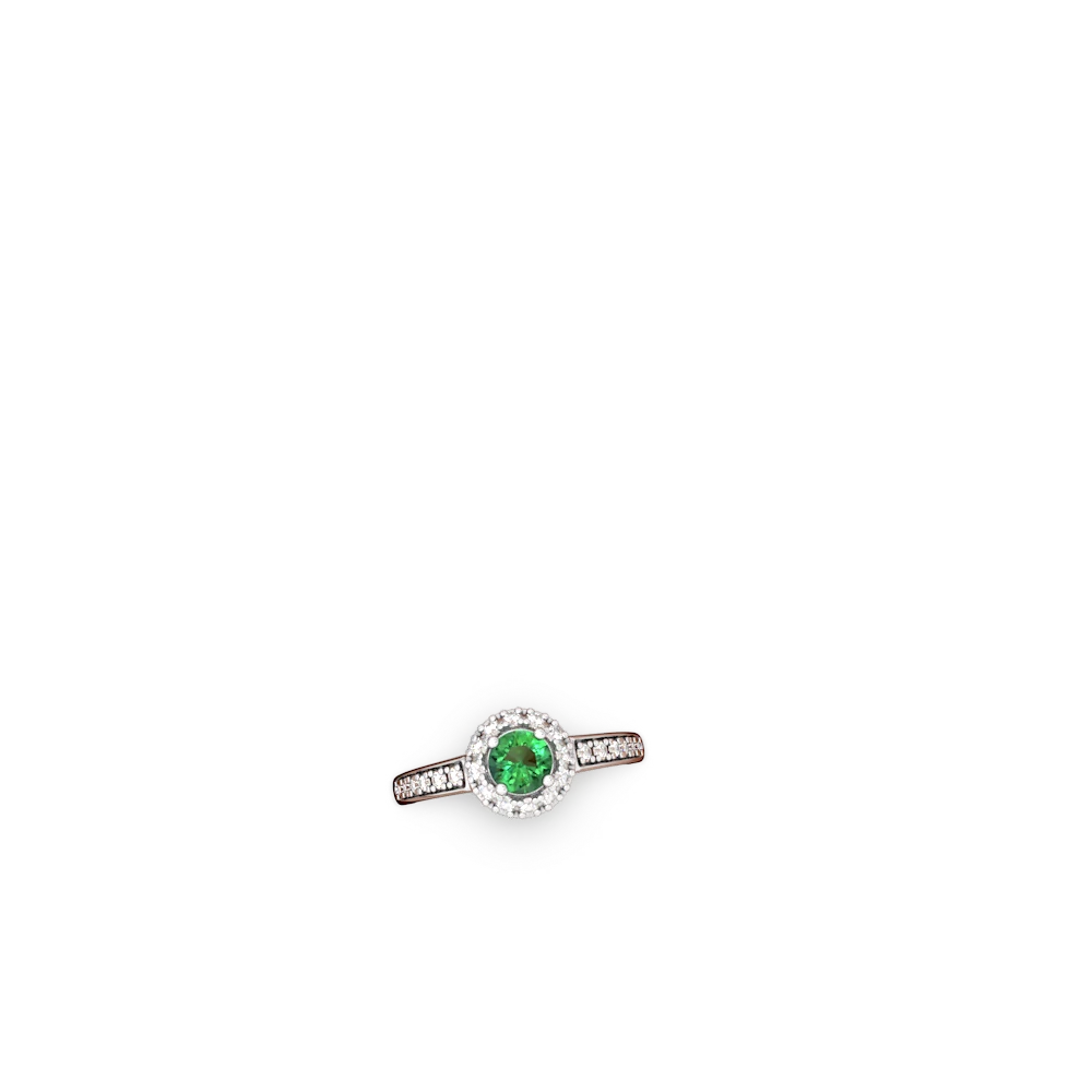 Lab Emerald Diamond Halo 14K White Gold ring R5370