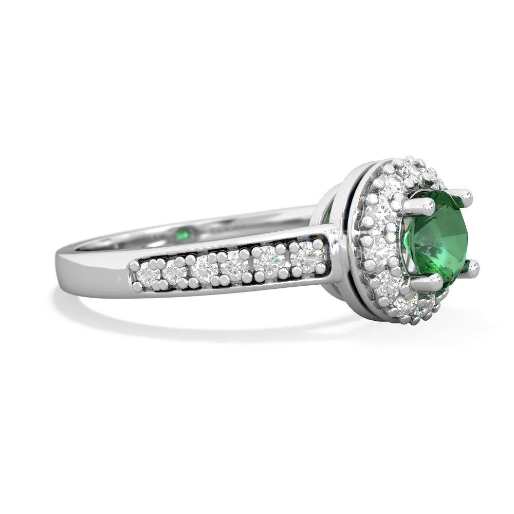 Lab Emerald Diamond Halo 14K White Gold ring R5370