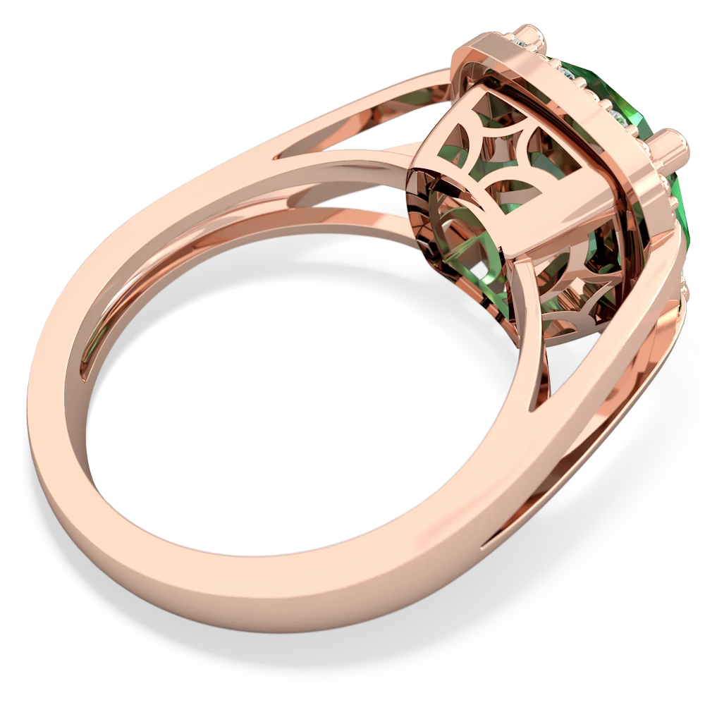 Lab Emerald Art Deco Cocktail 14K Rose Gold ring R2498