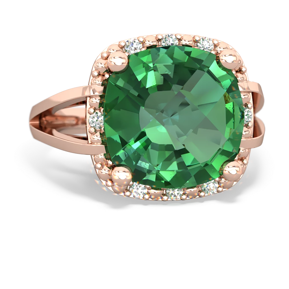 Lab Emerald Art Deco Cocktail 14K Rose Gold ring R2498