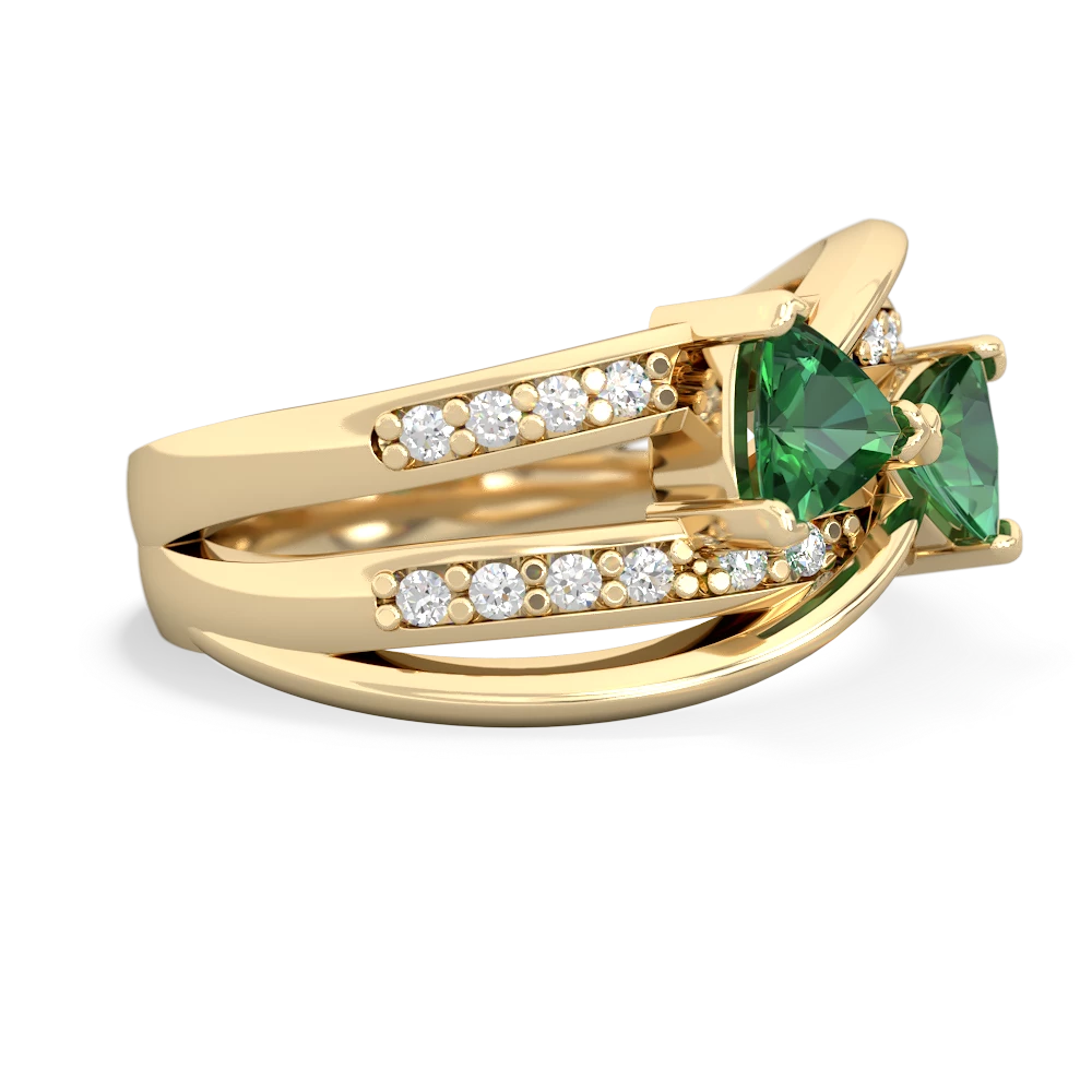 Lab Emerald Bowtie 14K Yellow Gold ring R2360