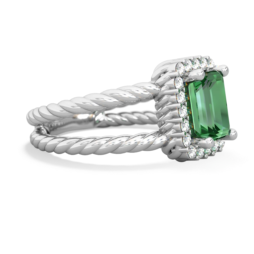 Lab Emerald Rope Split Band 14K White Gold ring R2628