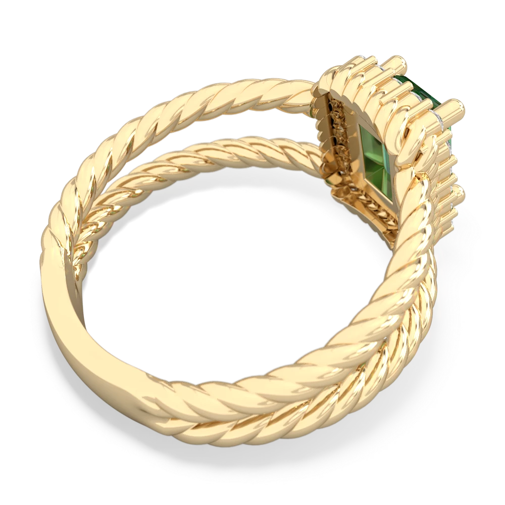 Lab Emerald Rope Split Band 14K Yellow Gold ring R2628