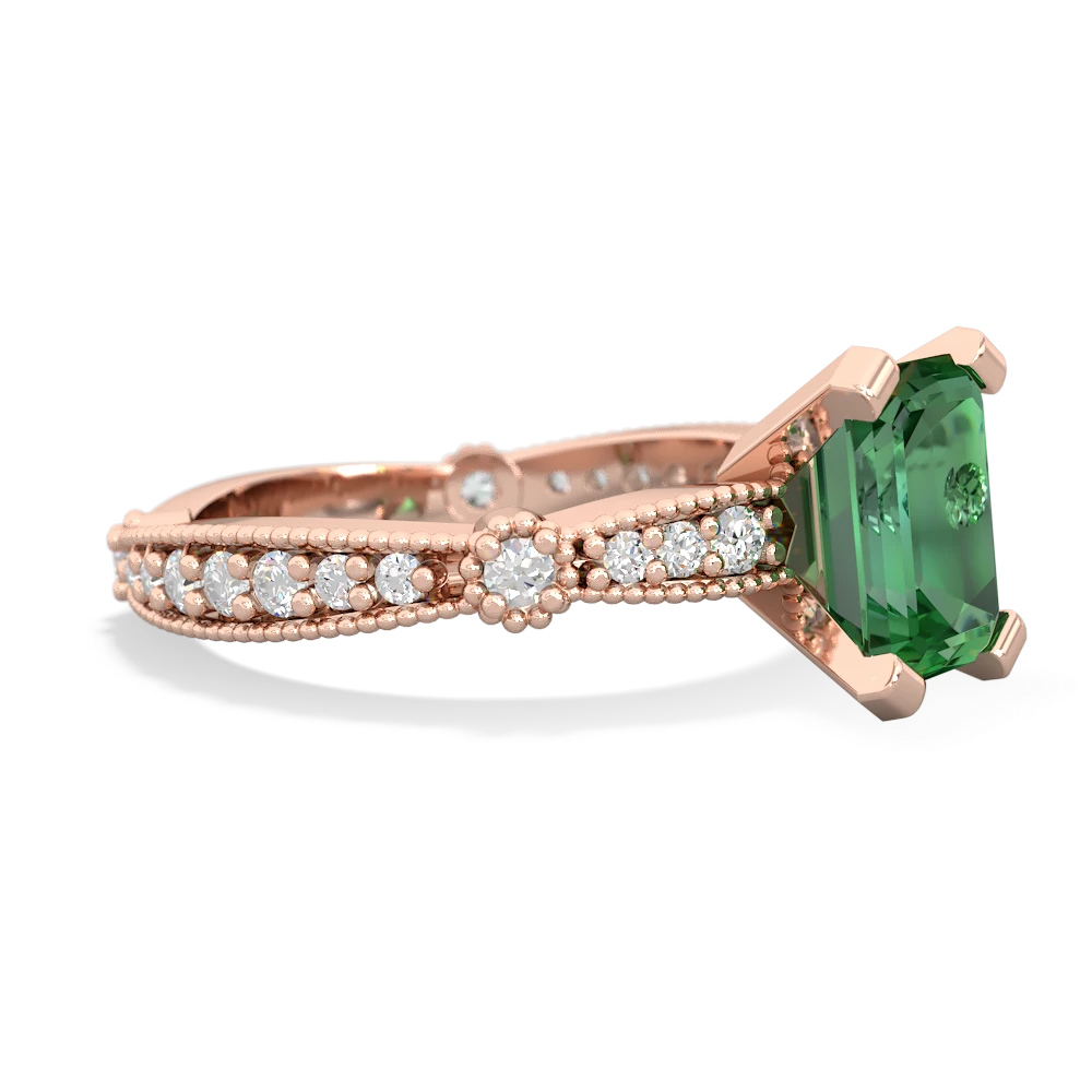 Lab Emerald Sparkling Tiara 8X6 Emerald-Cut 14K Rose Gold ring R26298EM