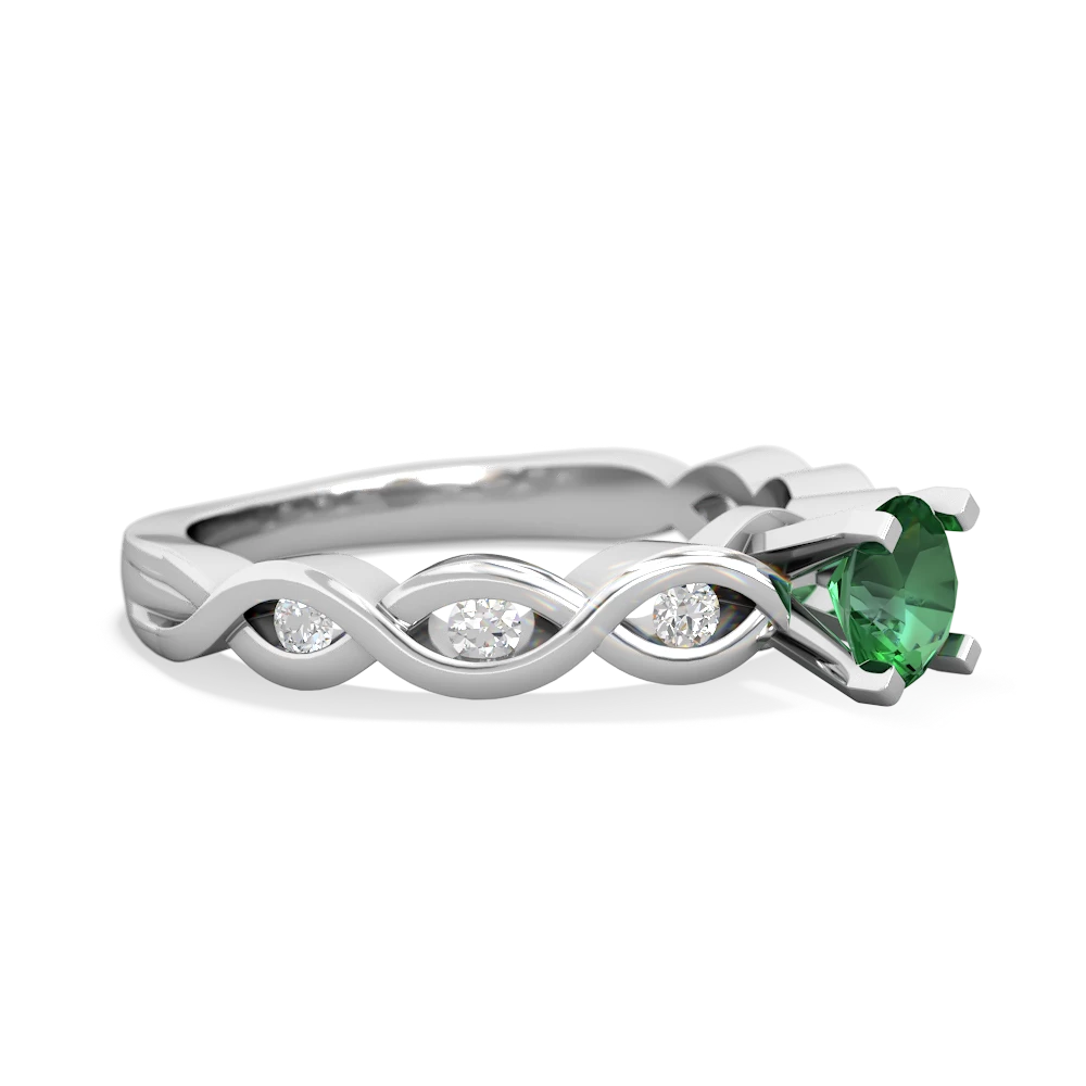 Lab Emerald Infinity 5Mm Round Engagement 14K White Gold ring R26315RD