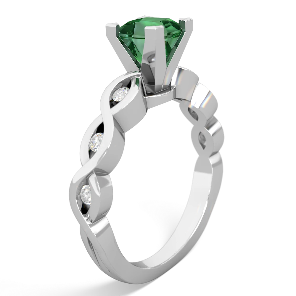 Lab Emerald Infinity 5Mm Square Engagement 14K White Gold ring R26315SQ