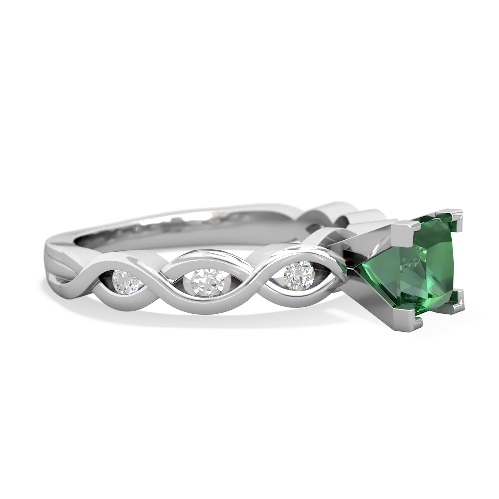 Lab Emerald Infinity 5Mm Square Engagement 14K White Gold ring R26315SQ