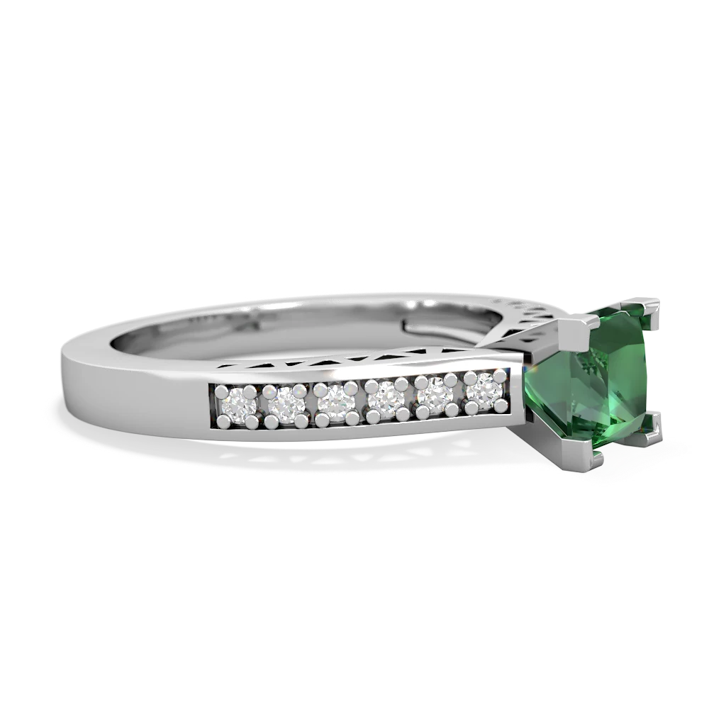 Lab Emerald Art Deco Engagement 5Mm Square 14K White Gold ring R26355SQ