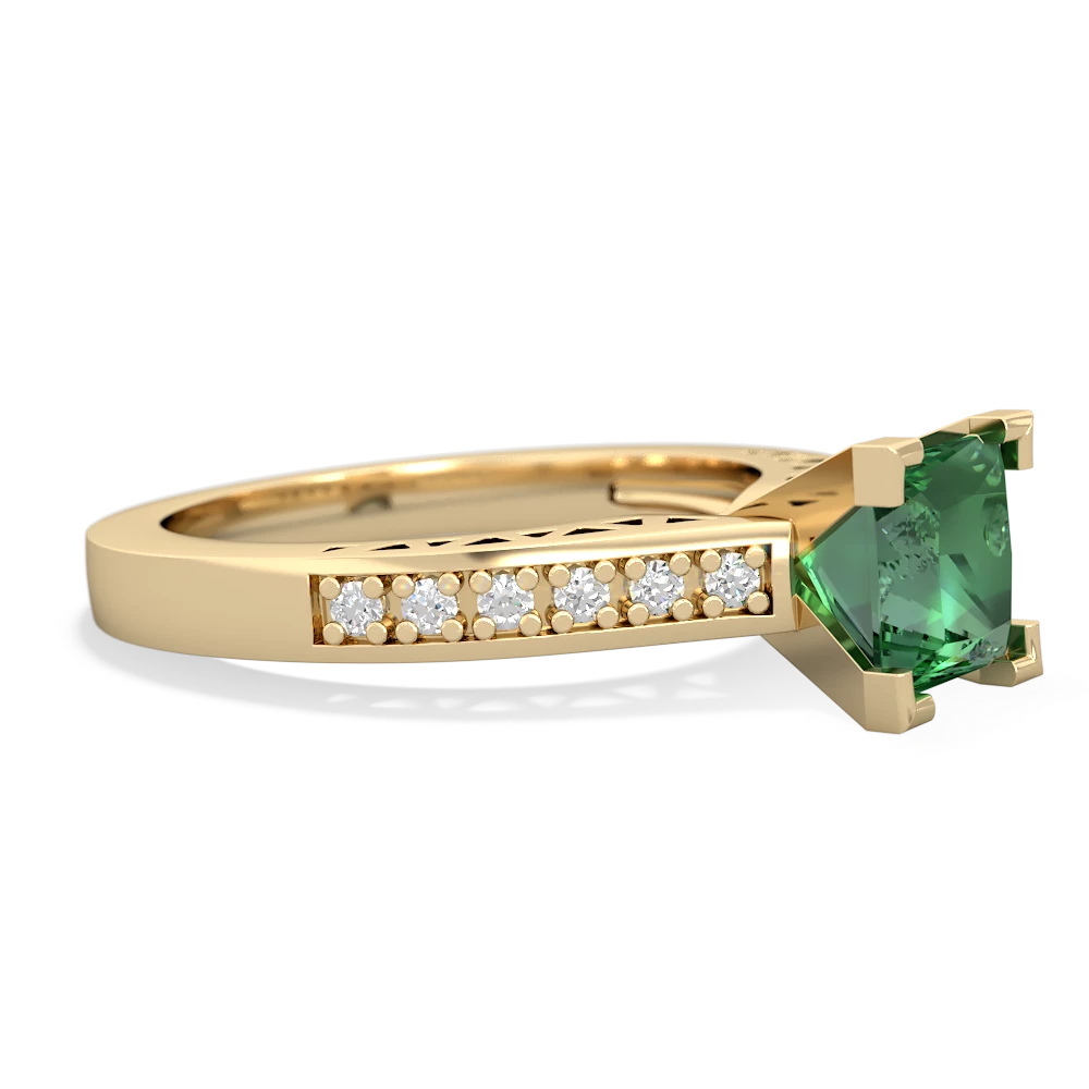 Lab Emerald Art Deco Engagement 6Mm Princess 14K Yellow Gold ring R26356SQ
