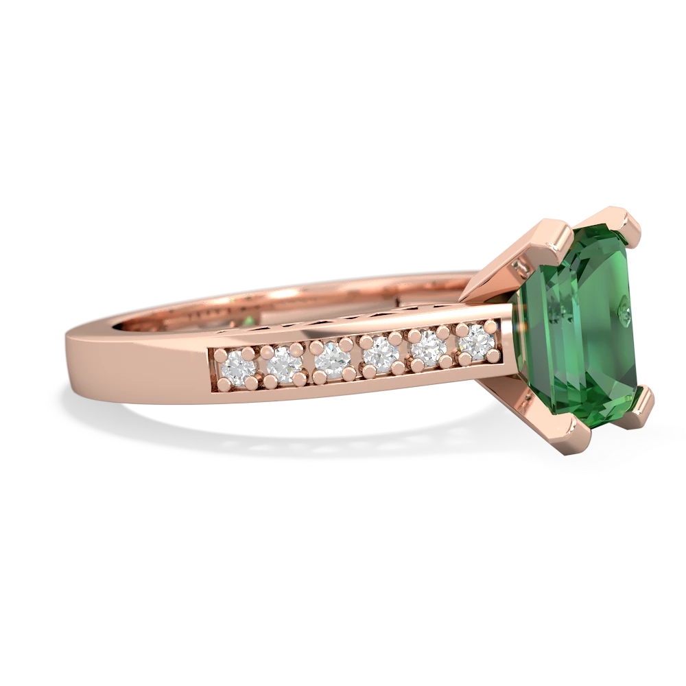 Lab Emerald Art Deco Engagement 8X6mm Emerald-Cut 14K Rose Gold ring R26358EM