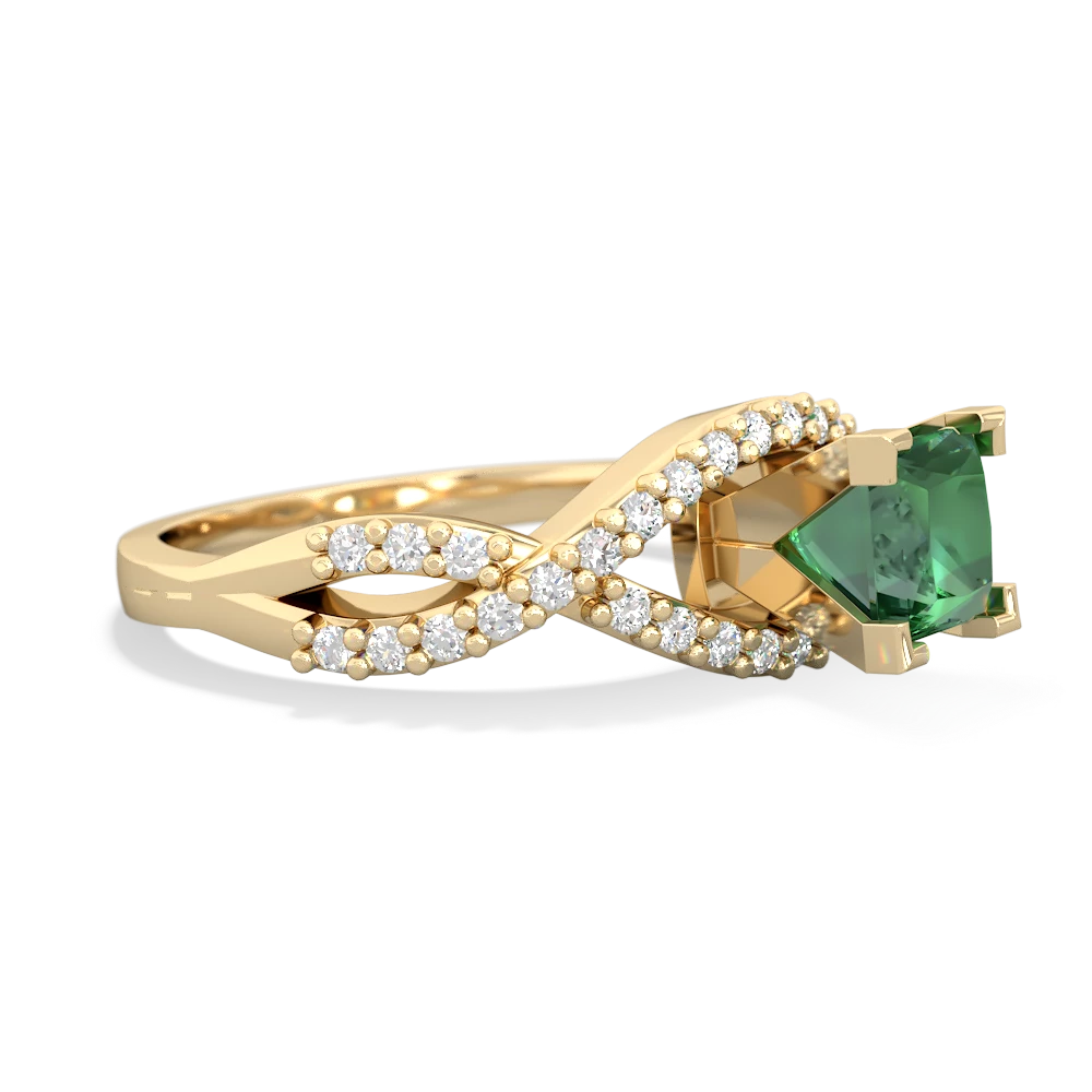 Lab Emerald Diamond Twist 5Mm Square Engagment  14K Yellow Gold ring R26405SQ