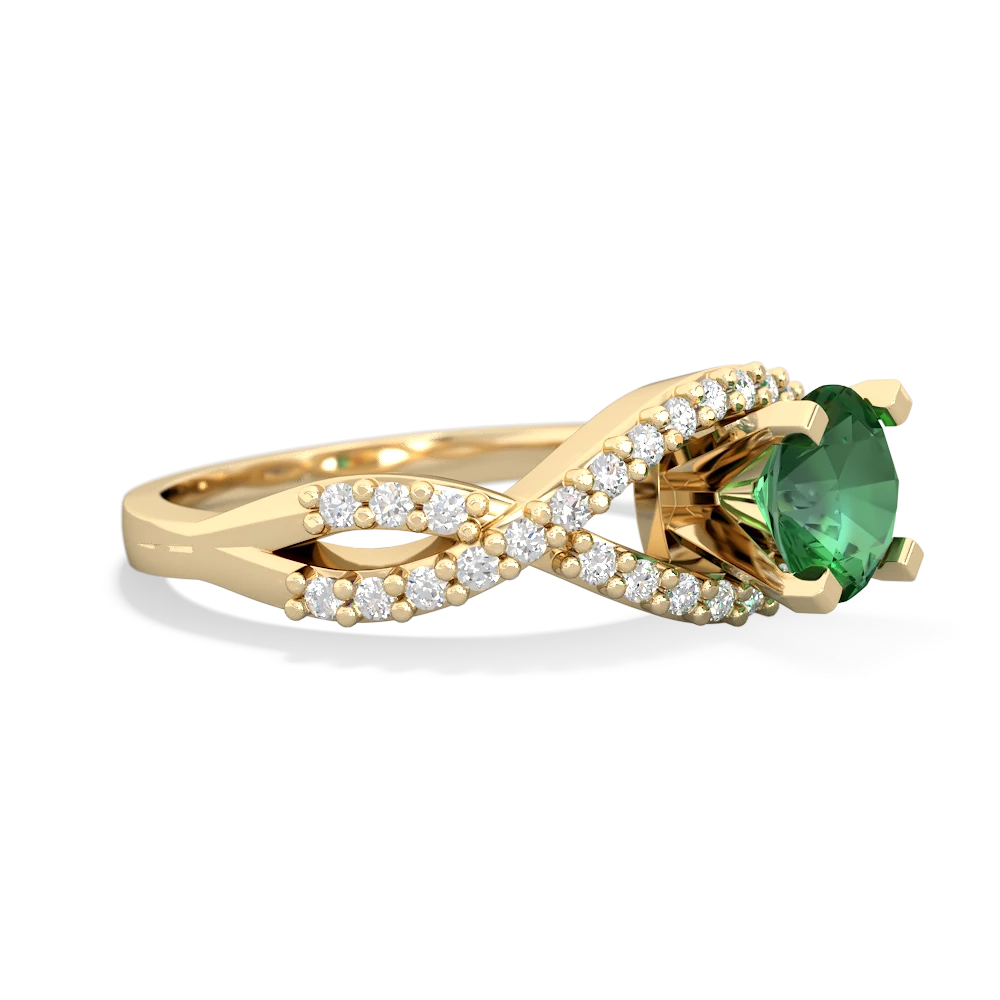 Lab Emerald Diamond Twist 6Mm Round Engagment  14K Yellow Gold ring R26406RD