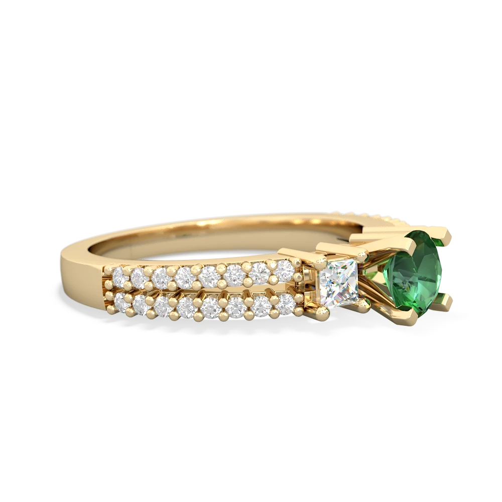 Lab Emerald Classic 5Mm Round Engagement 14K Yellow Gold ring R26435RD