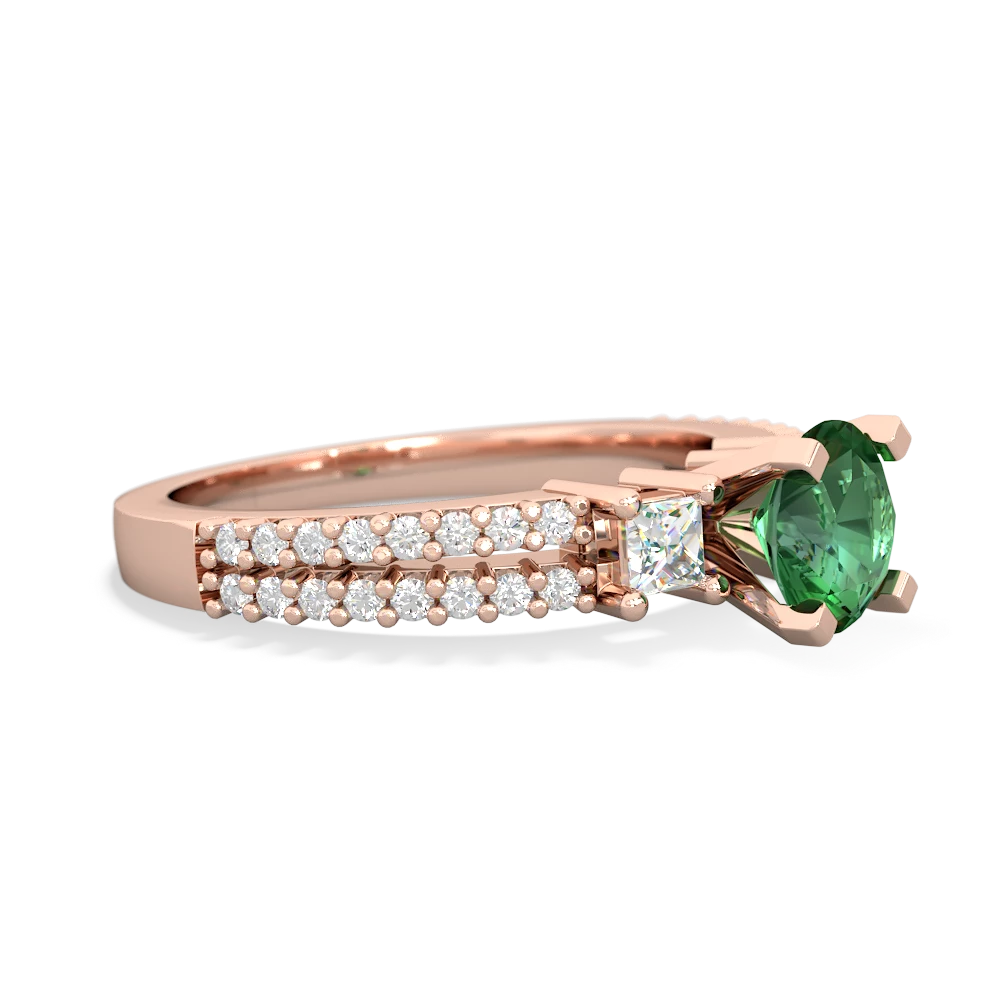 Lab Emerald Classic 6Mm Round Engagement 14K Rose Gold ring R26436RD