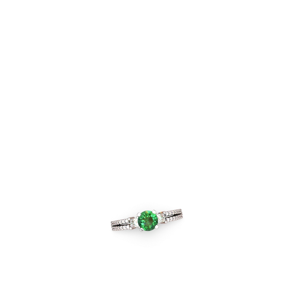 Lab Emerald Classic 6Mm Round Engagement 14K White Gold ring R26436RD