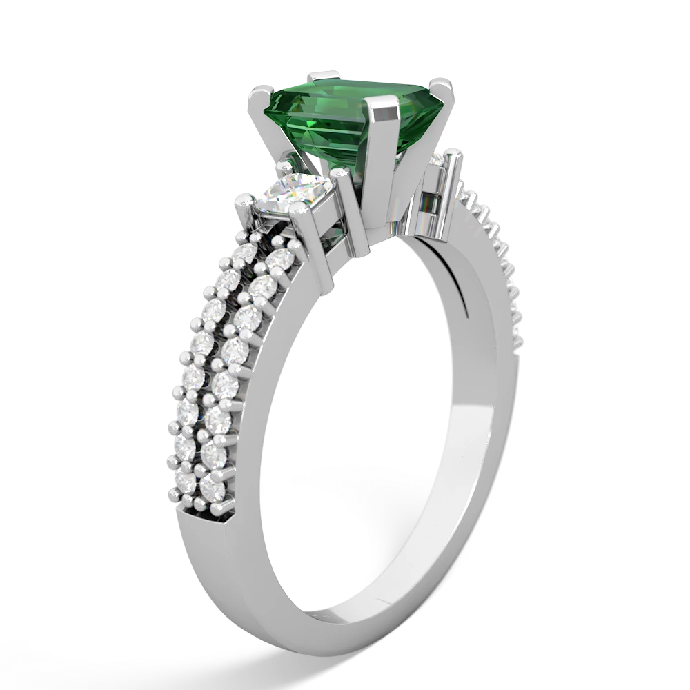 Lab Emerald Classic 7X5mm Emerald-Cut Engagement 14K White Gold ring R26437EM