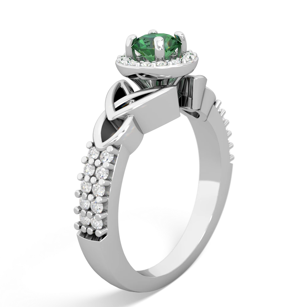 Lab Emerald Celtic Knot Halo 14K White Gold ring R26445RH