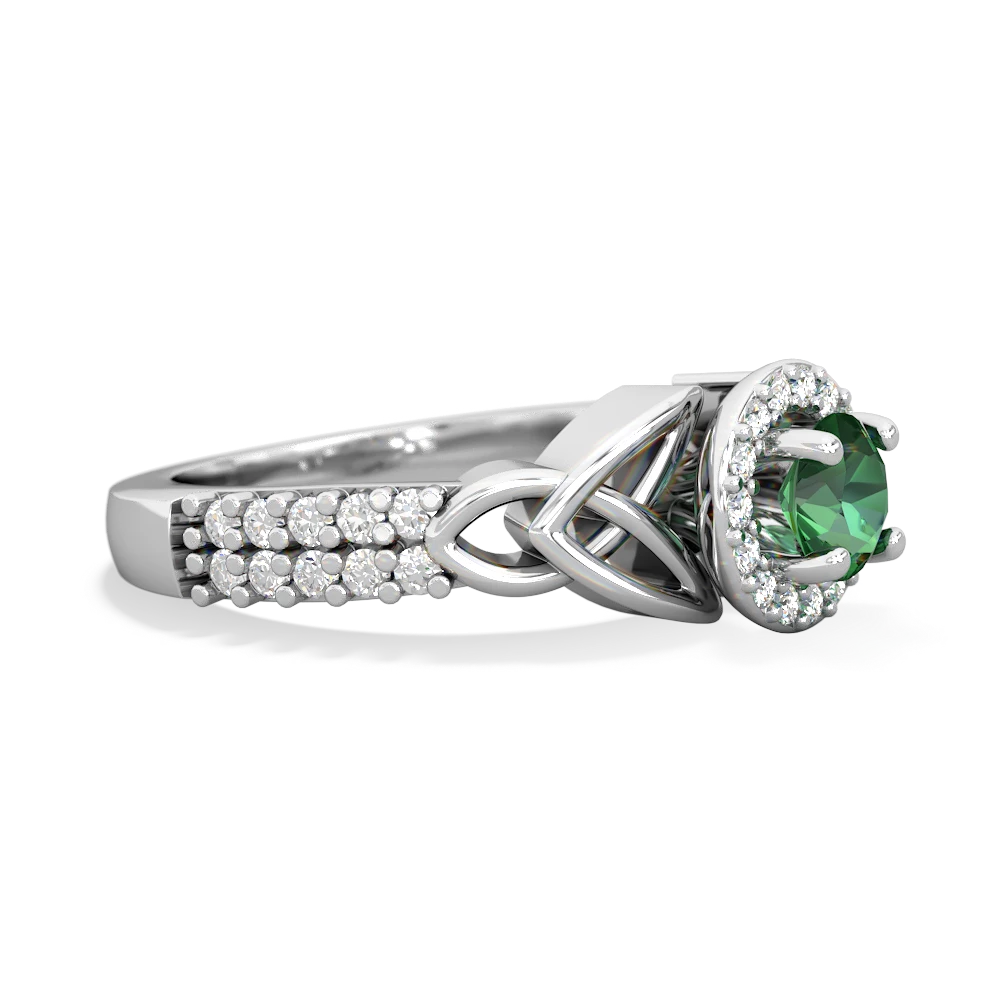 Lab Emerald Celtic Knot Halo 14K White Gold ring R26445RH